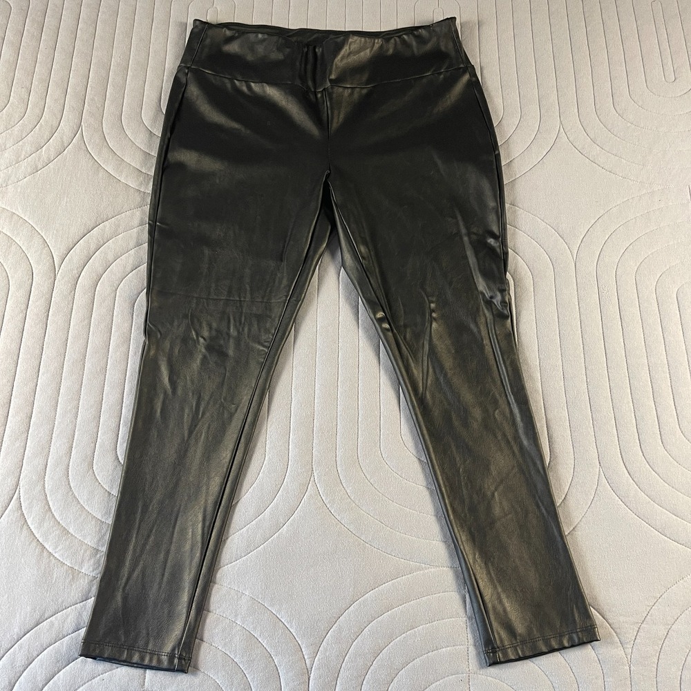 Kendall and Kylie Womens XL Black Faux Leather Leggings High Rise Pull On Skinny